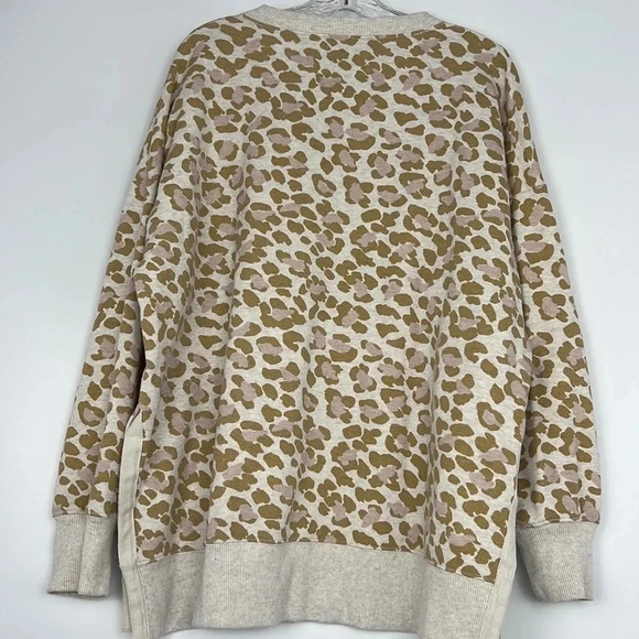 Aerie Womens Oversized Desert Leopard Side Slit Pullover Sweatshirt Size L - Picture 5 of 15